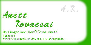 anett kovacsai business card